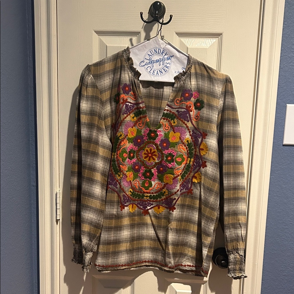 Ivy Jane Gray and Yellow Plaid Top